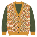 Retro Pattern Cardigan - Orange Color Block Knit - DipaliZ