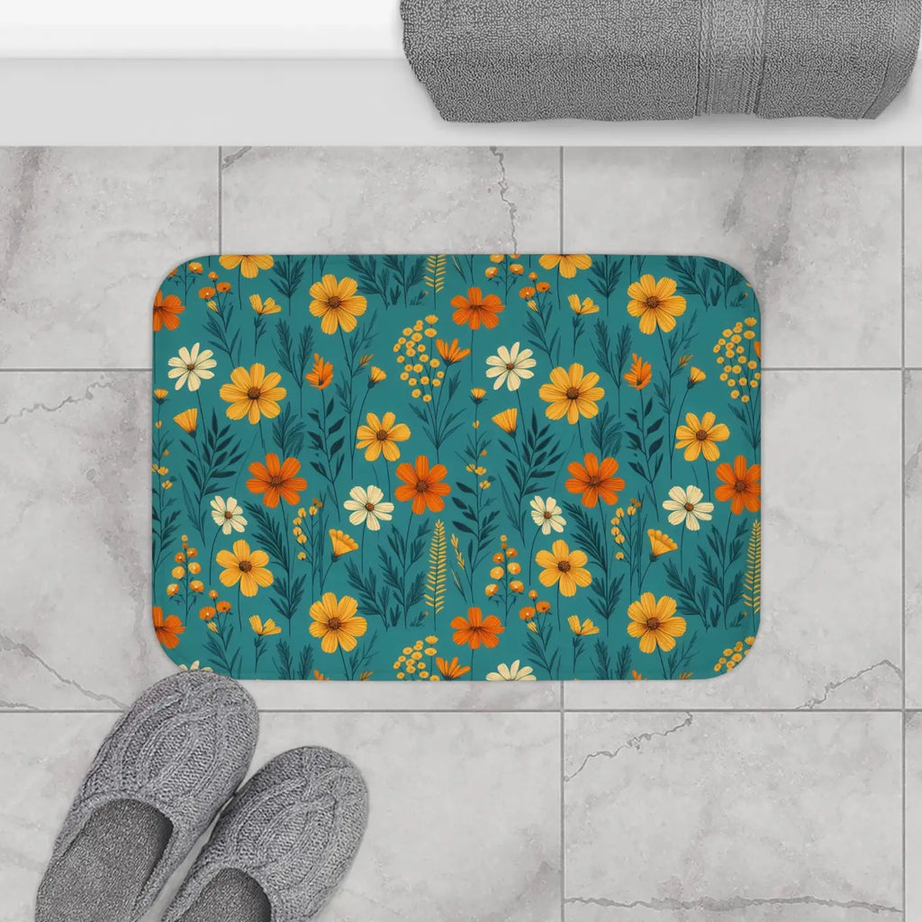 Wildflower Vibes Bath Mat - Anti-Slip Safety Design - DipaliZ