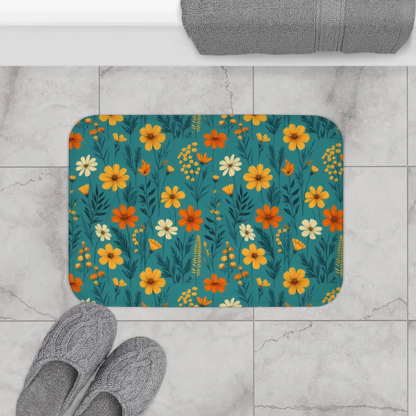 Wildflower Vibes Bath Mat - Anti-Slip Safety Design - DipaliZ