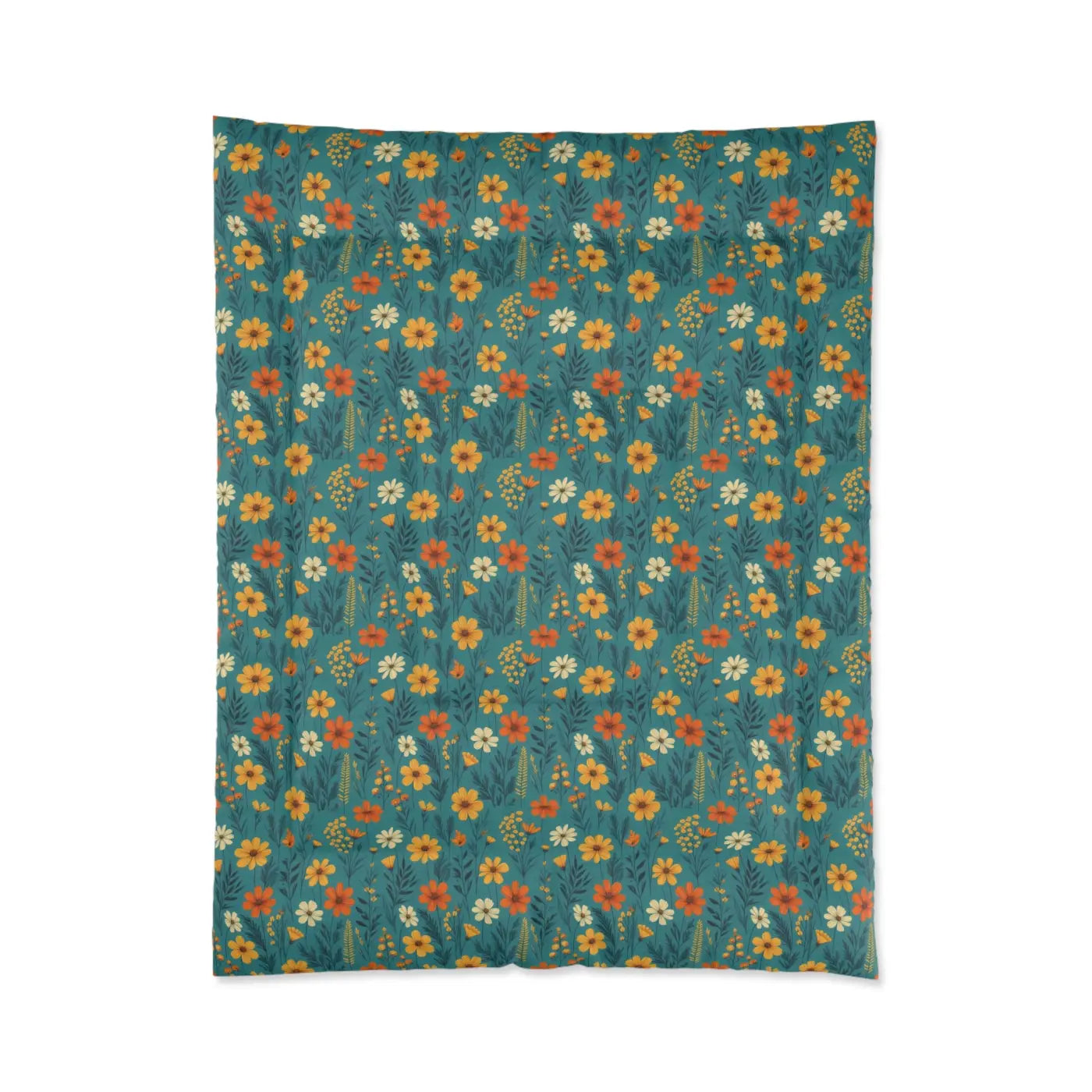 Cozy Orange Wildflowers Comforter - Premium Bedding - DipaliZ