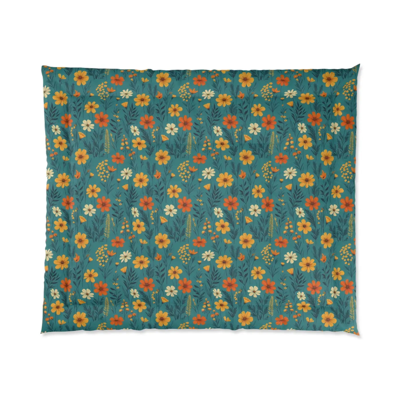 Cozy Orange Wildflowers Comforter - Premium Bedding - DipaliZ