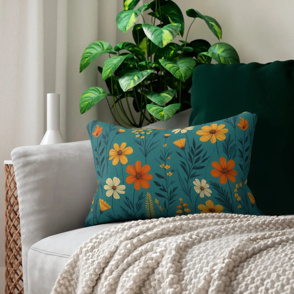 Wildflower Spun Polyester Lumbar Pillow - Removable Insert - DipaliZ