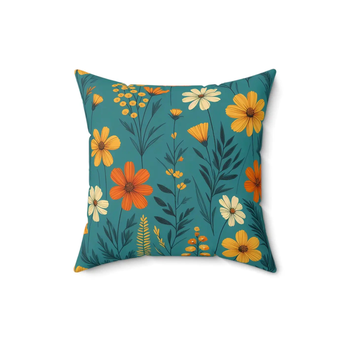 Polyester Wildflower Pillow - Concealed Zipper Design - DipaliZ