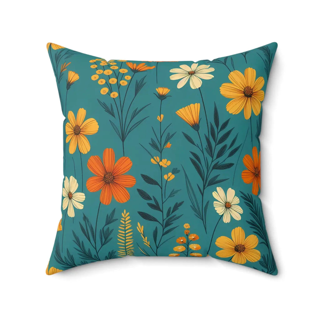 Polyester Wildflower Pillow - Concealed Zipper Design - DipaliZ