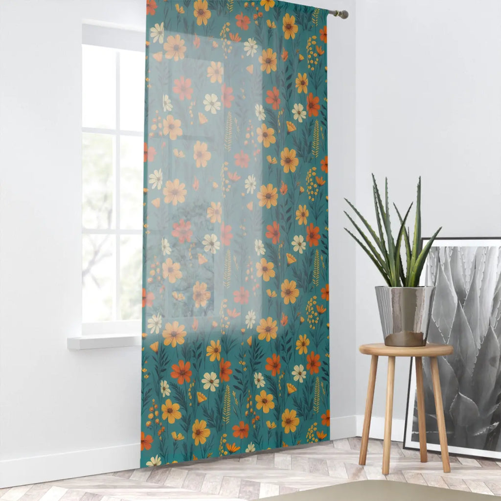 Orange Wildflower Curtains - Vibrant Window Decor - DipaliZ