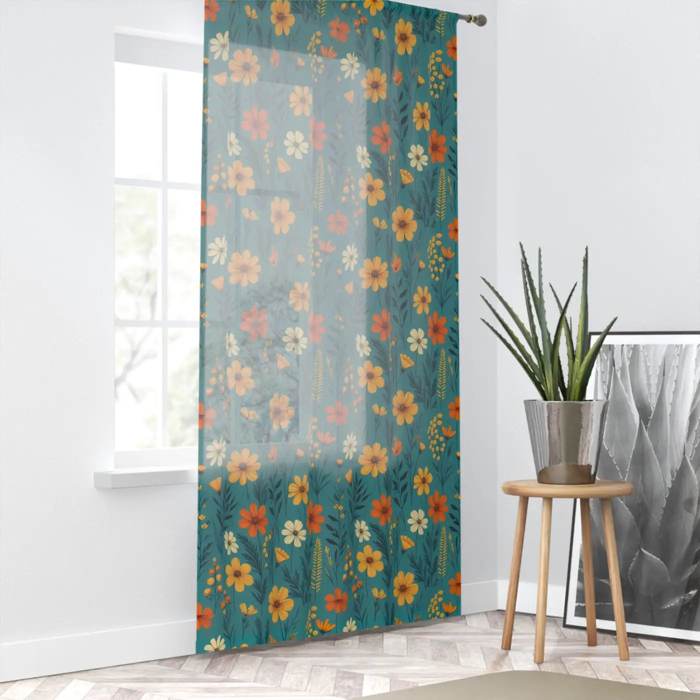 Orange Wildflower Curtains - Vibrant Window Decor - DipaliZ