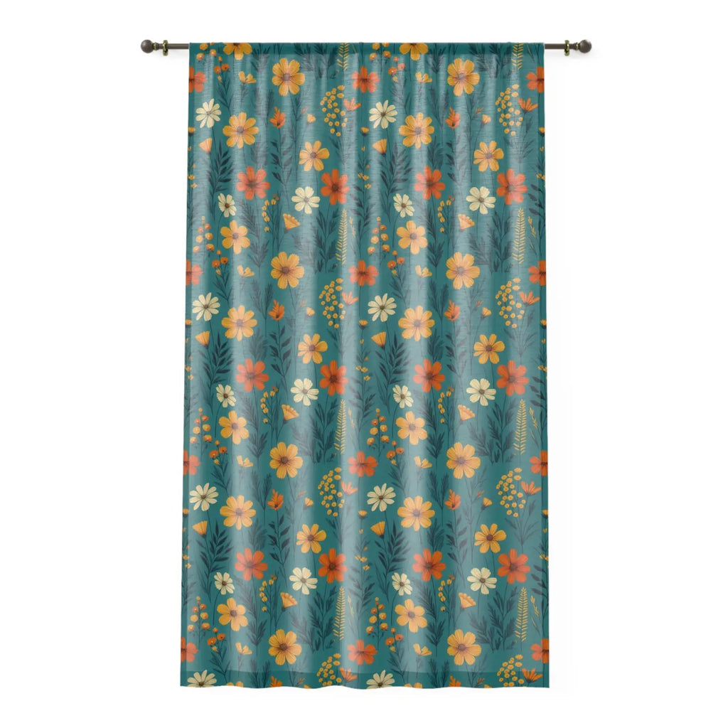 Orange Wildflower Curtains - Vibrant Window Decor - DipaliZ