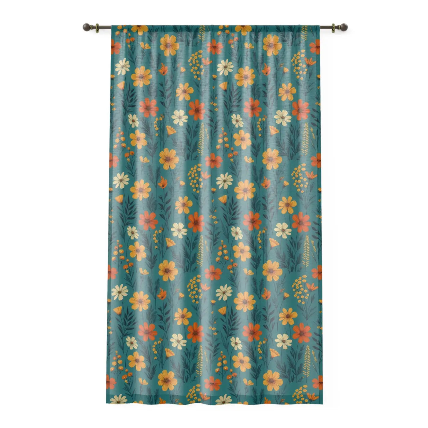 Orange Wildflower Curtains - Vibrant Window Decor - DipaliZ