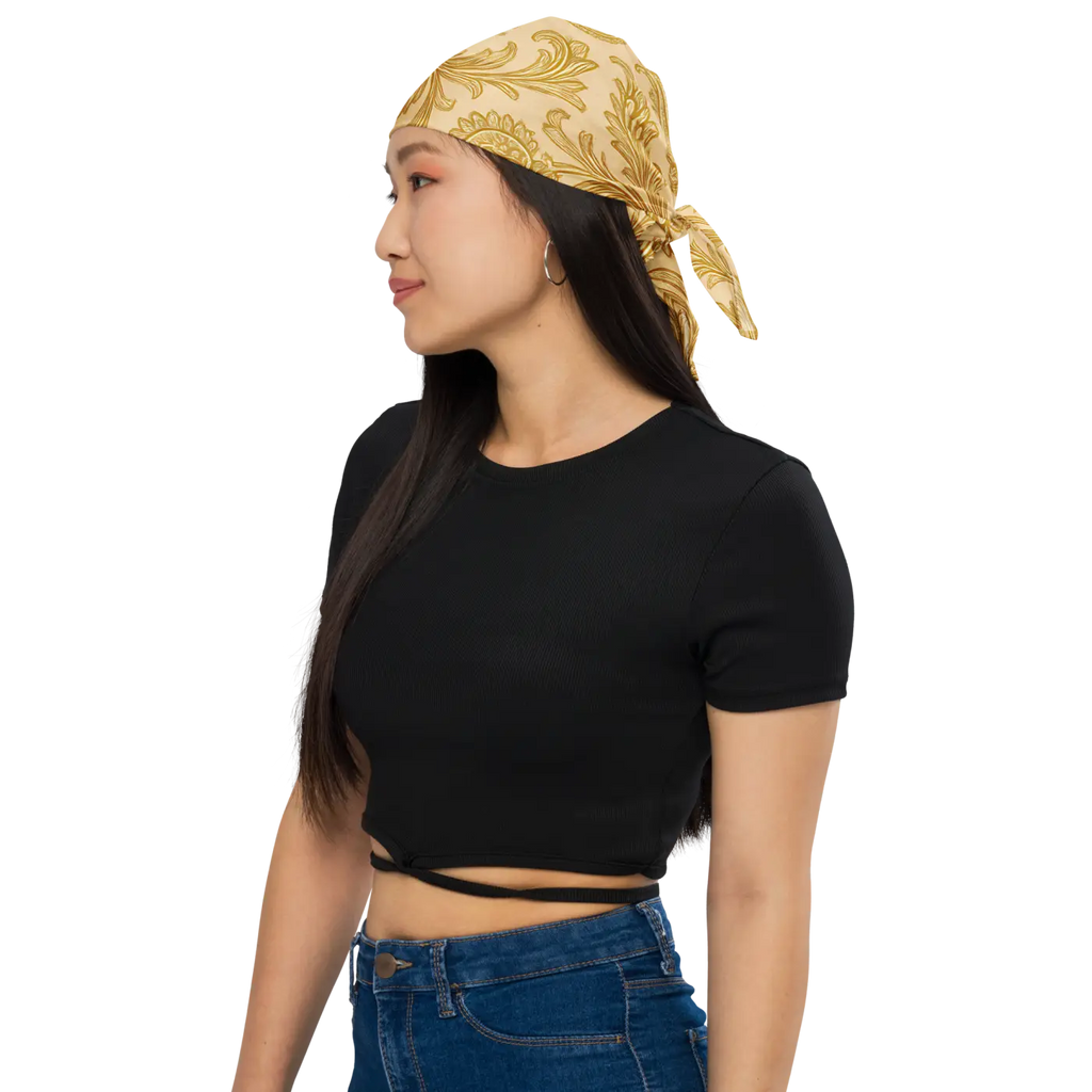 Yellow Paisley All-Over Print Bandana - Recycled Polyester - DipaliZ