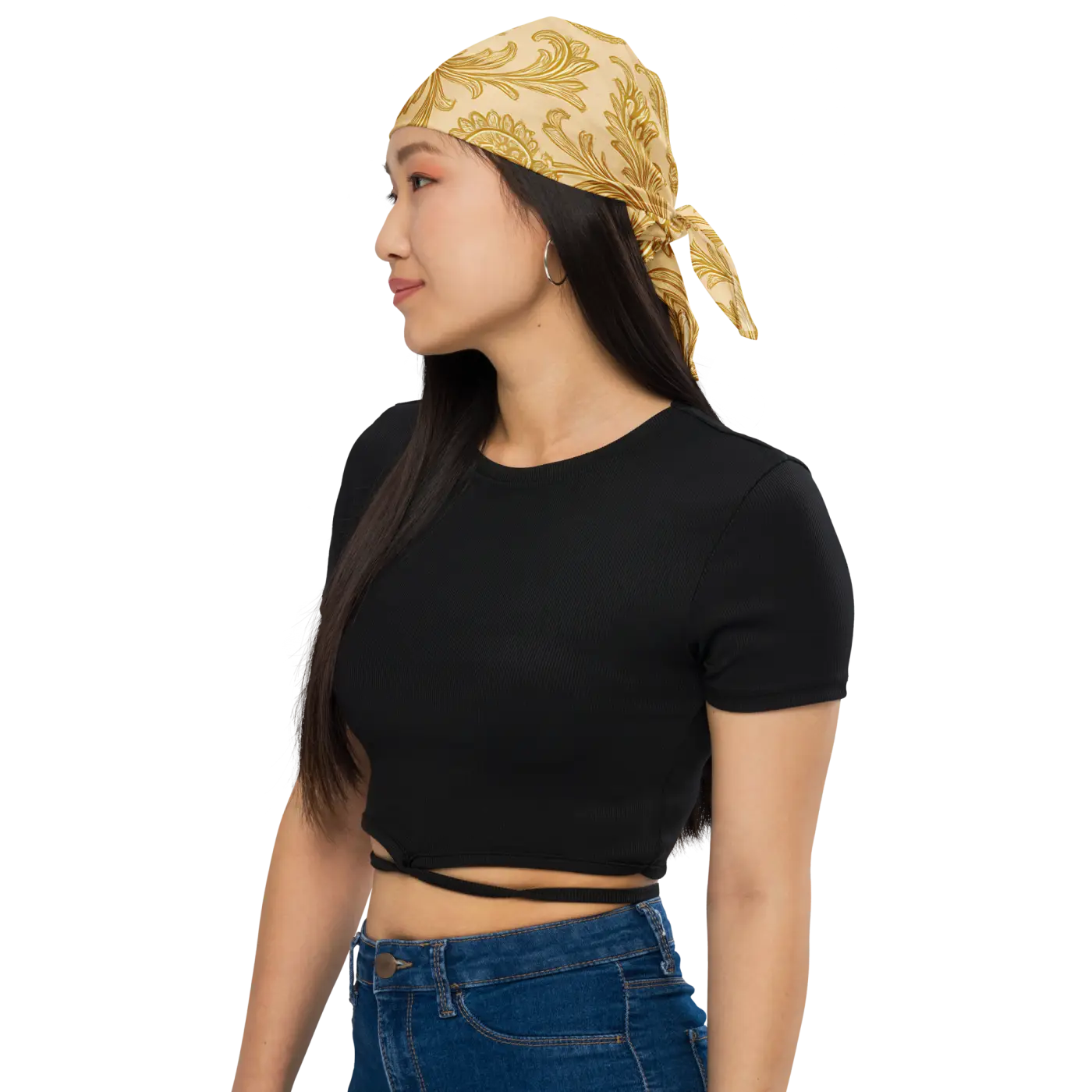 Yellow Paisley All-Over Print Bandana - Recycled Polyester - DipaliZ