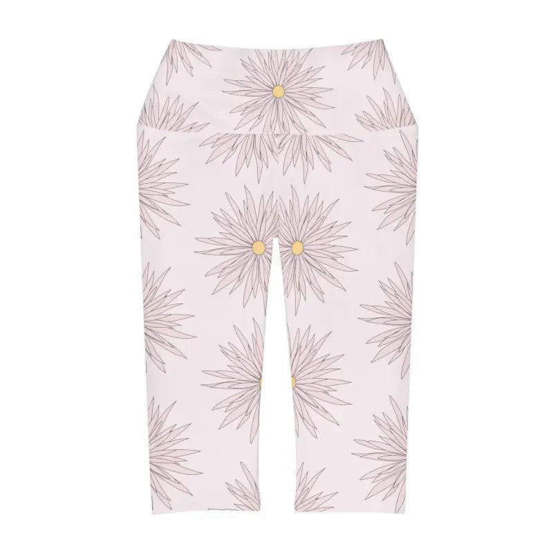 Floral Yoga Capri Leggings - Pink Performance Activewear - DipaliZ
