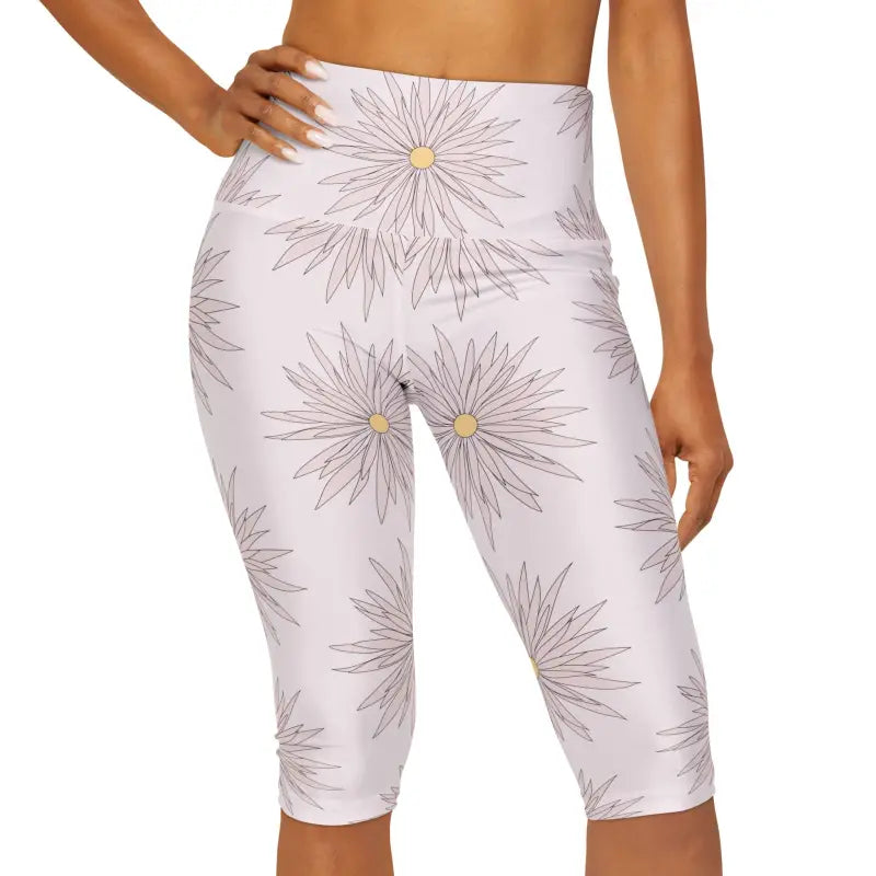 Floral Yoga Capri Leggings - Pink Performance Activewear - DipaliZ
