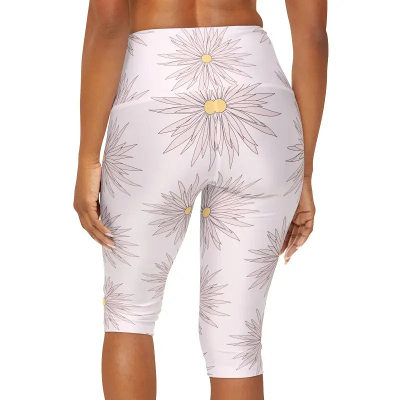 Floral Yoga Capri Leggings - Pink Performance Activewear - DipaliZ