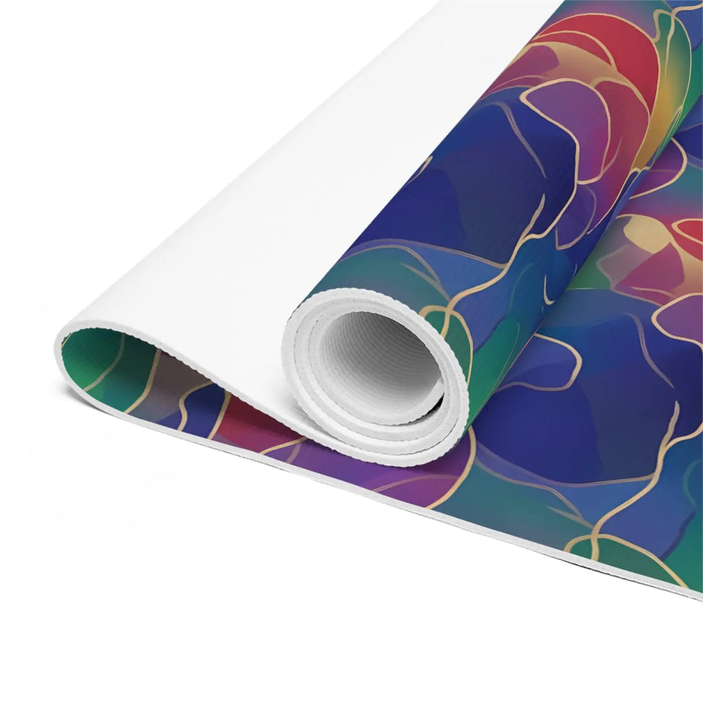 Foam Yoga Mat - Rainbow Wave Floral Design - DipaliZ