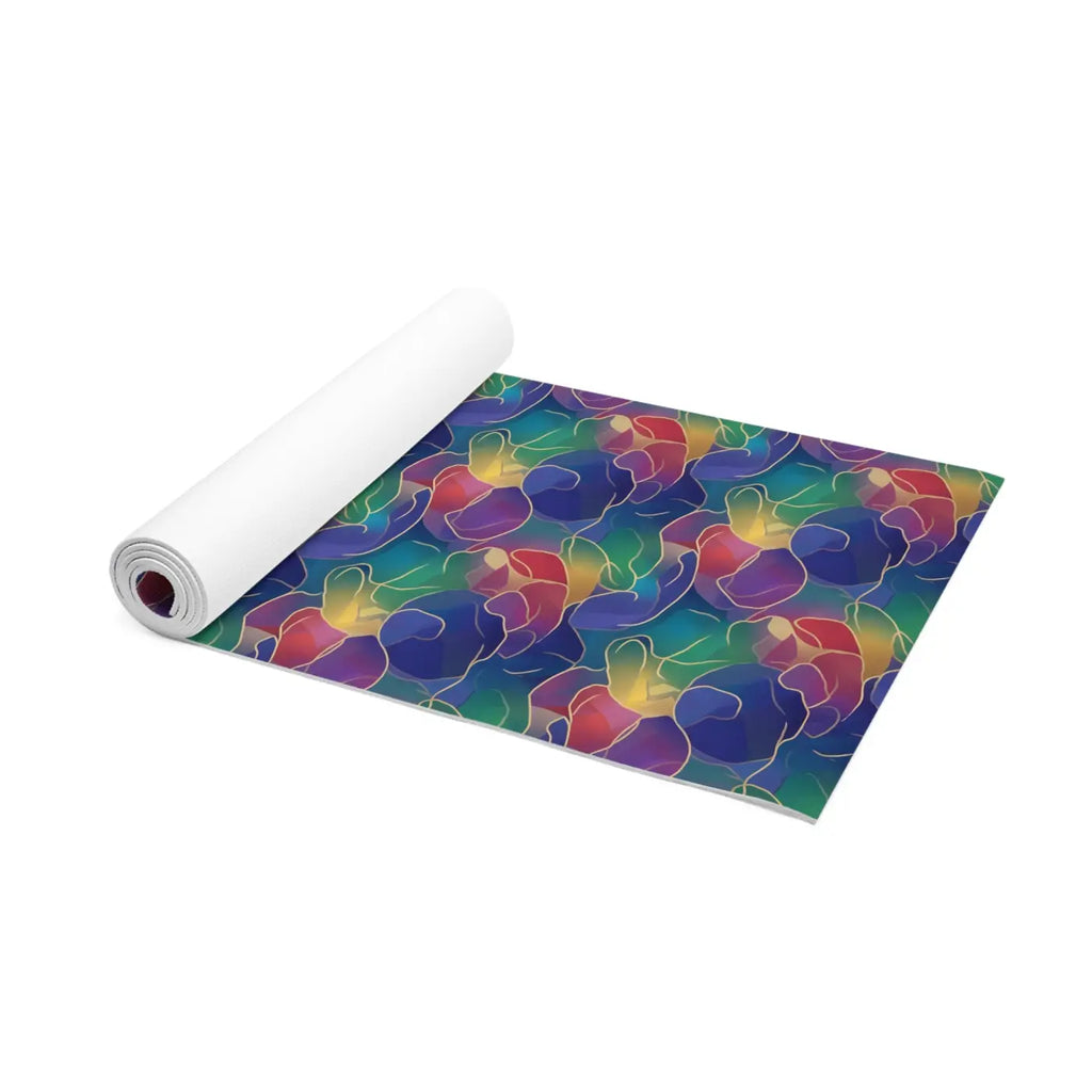 Foam Yoga Mat - Rainbow Wave Floral Design - DipaliZ