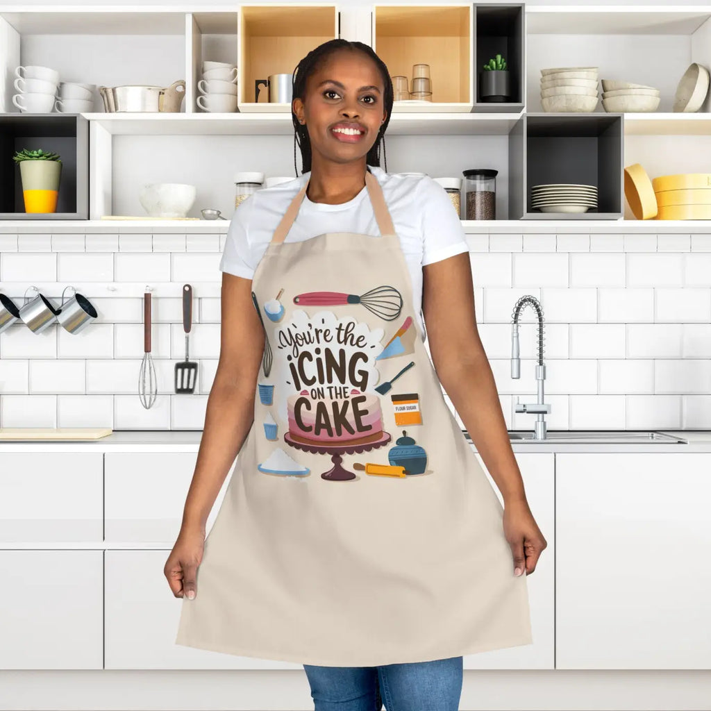 Chic Beige Apron - Kitchen Utensil Design with Tie-Back Closure - DipaliZ