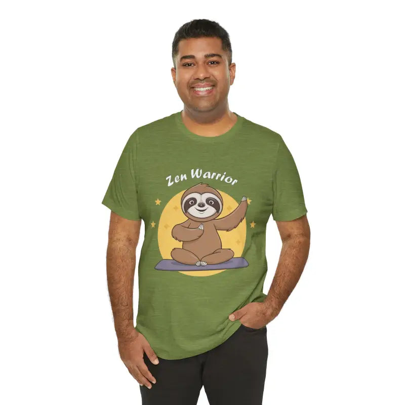 Zen Warrior Sloth Short Sleeve Tee - Yoga Unisex Jersey - DipaliZ