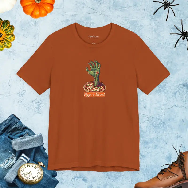 Zombie Hand Coming Pizza Unisex Jersey Short Sleeve Tee - DipaliZ