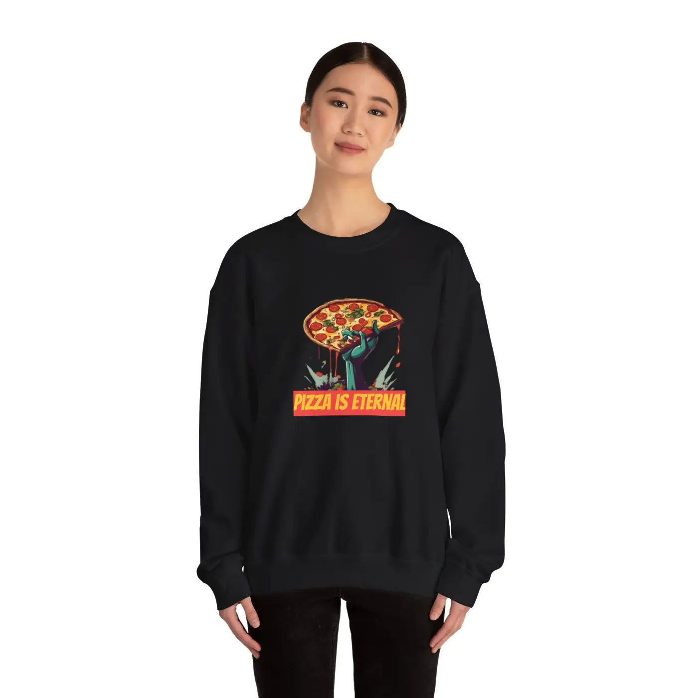Zombie Pizza Crewneck Sweatshirt - Heavy Blend Comfort - DipaliZ