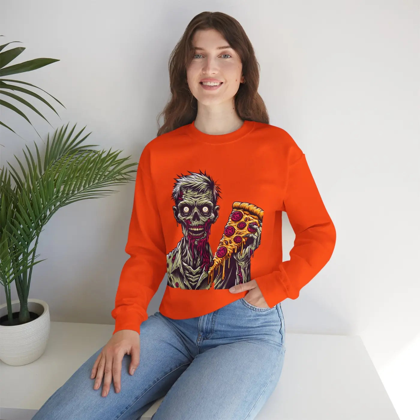 Zombie Pizza Unisex Heavy Blend Crewneck Sweatshirt - DipaliZ