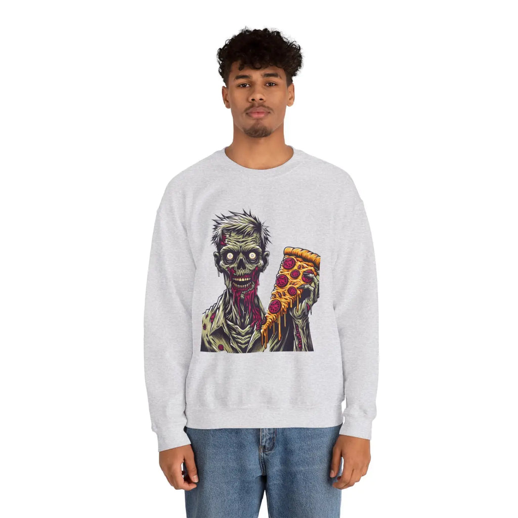 Zombie Pizza Unisex Heavy Blend Crewneck Sweatshirt - DipaliZ